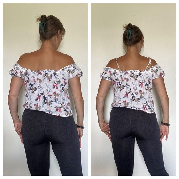 American Eagle Top Off Shoulder Floral Multiway Festival Boho Medium - Picture 4 of 12